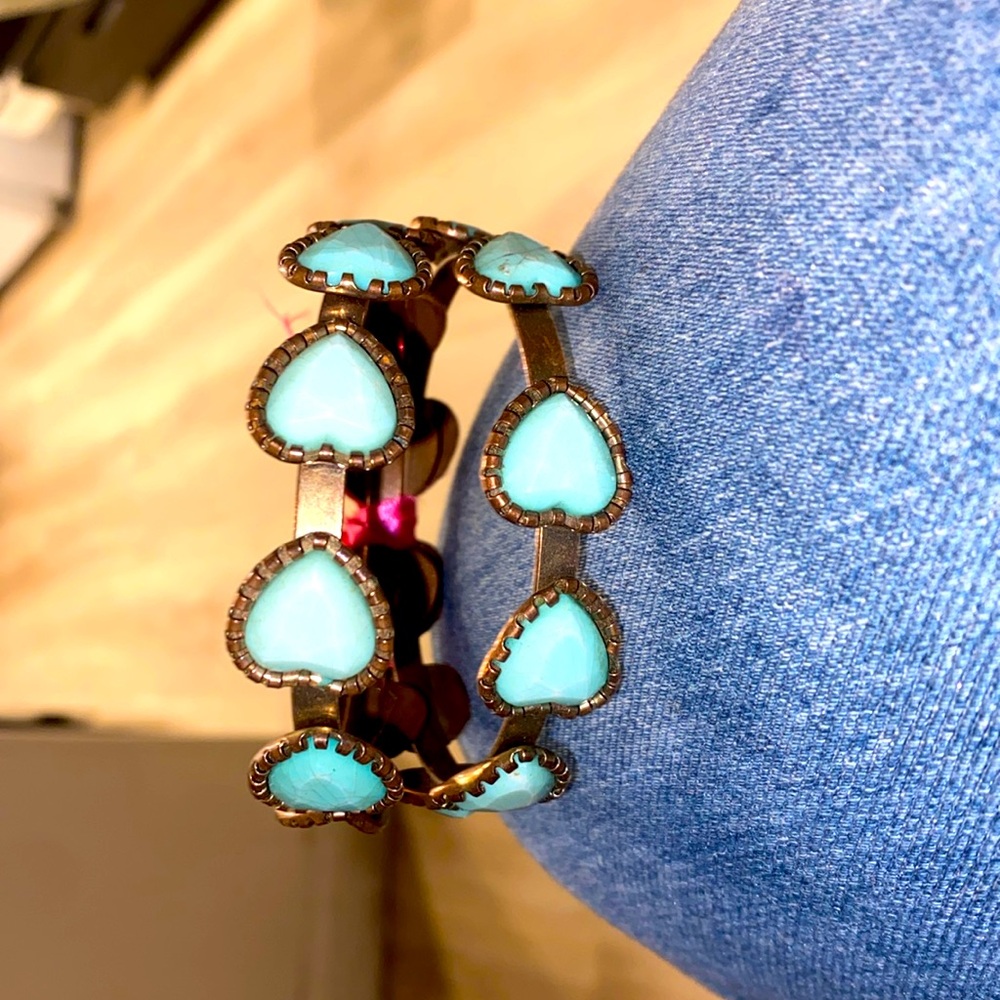 Teal heart bracelets